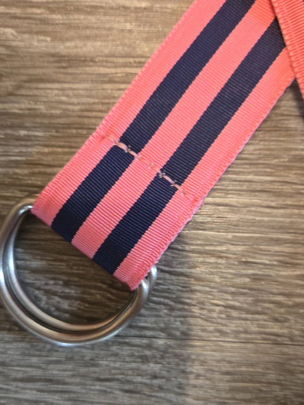 J Crew Preppy Pink & Navy Ribbon Belt Sz S/M - Picture 2 of 2